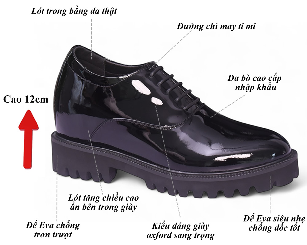 Giày nam cao 12cm siêu nhẹ da thật 10
